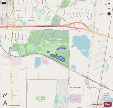 Bluff Springs Fen Ponds depth contour Map - i-Boating App - Streets