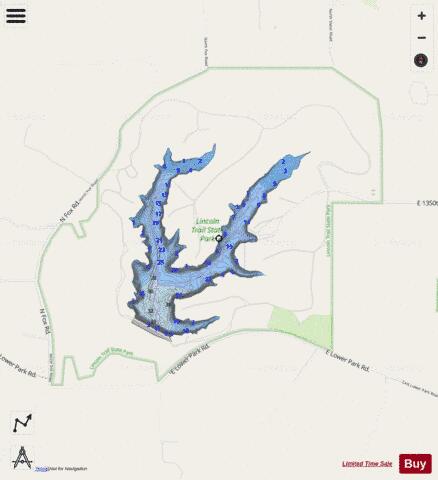 Lincoln Trail State Park Lake depth contour Map - i-Boating App - Streets