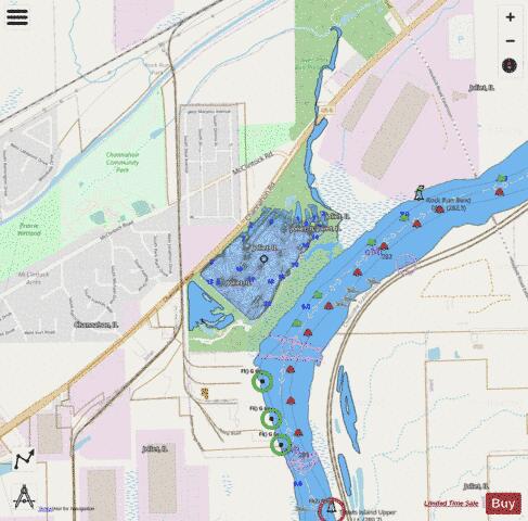 Rock Run Rookery Lake depth contour Map - i-Boating App - Streets