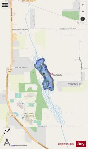 Engle Lake, Noble county depth contour Map - i-Boating App - Streets