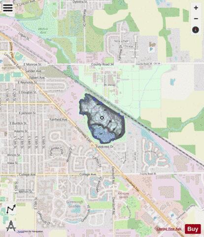 FidlersPond Lake depth contour Map - i-Boating App - Streets
