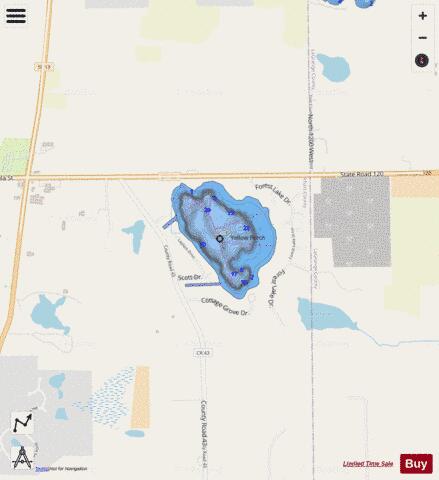 Hunter Lake, Elkhart county depth contour Map - i-Boating App - Streets