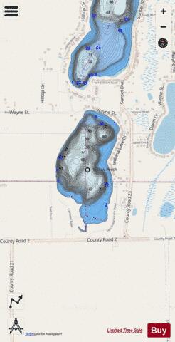 Indiana Lake, Elkhart county depth contour Map - i-Boating App - Streets
