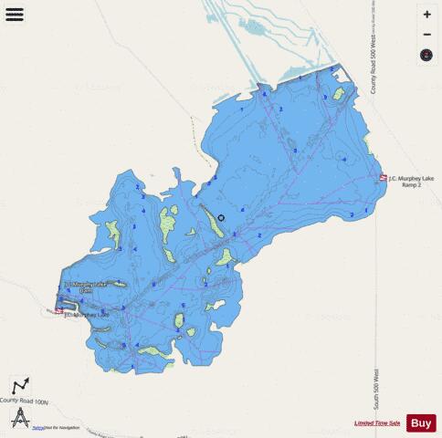 JCMurphy Lake depth contour Map - i-Boating App - Streets