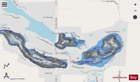 LittleCedar Lake, Whitley county depth contour Map - i-Boating App - Streets