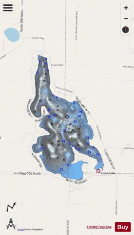 Loon Lake, Noble county depth contour Map - i-Boating App - Streets