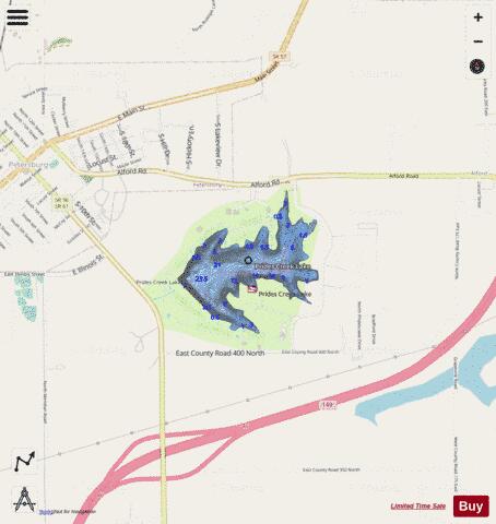 PRIDES CREEK LAKE, PIKE depth contour Map - i-Boating App - Streets