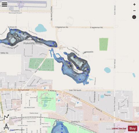 Round Lake, Noble county depth contour Map - i-Boating App - Streets