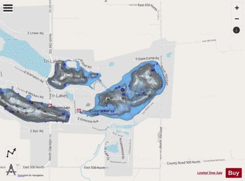 Round Lake, Whitley county depth contour Map - i-Boating App - Streets