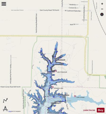 SHAKAMAK LAKE, SULLIVAN depth contour Map - i-Boating App - Streets