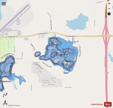 Silver Lake, Steuben county depth contour Map - i-Boating App - Streets