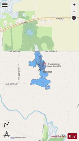 Troxel Lake, Lagrange county depth contour Map - i-Boating App - Streets