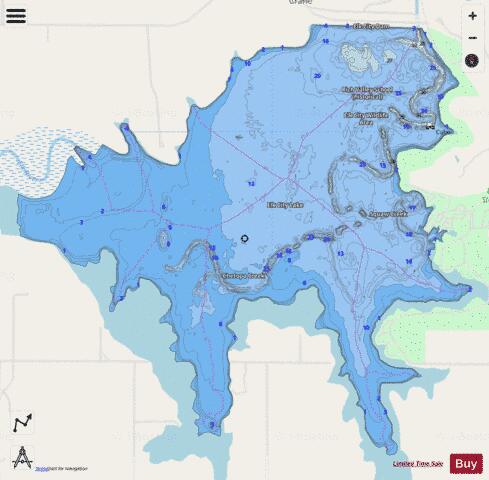 Elk City Lake, Montgomery depth contour Map - i-Boating App - Streets