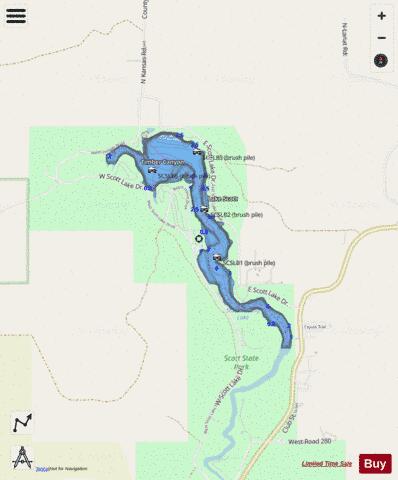 Lake Scott State Park, Scott depth contour Map - i-Boating App - Streets