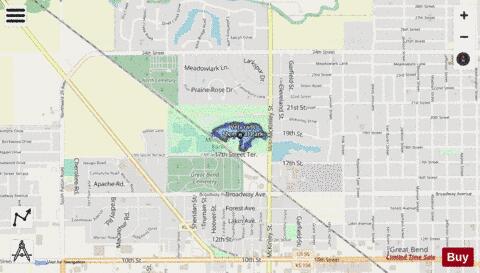 Veteral memorial park lake depth contour Map - i-Boating App - Streets