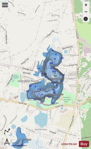 Pequot Pond depth contour Map - i-Boating App - Streets