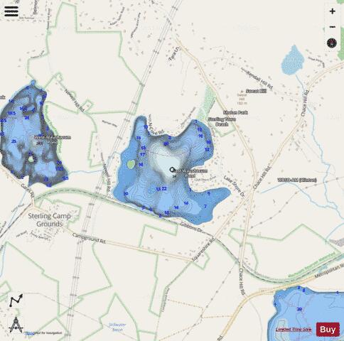 East Waushacum Pond depth contour Map - i-Boating App - Streets