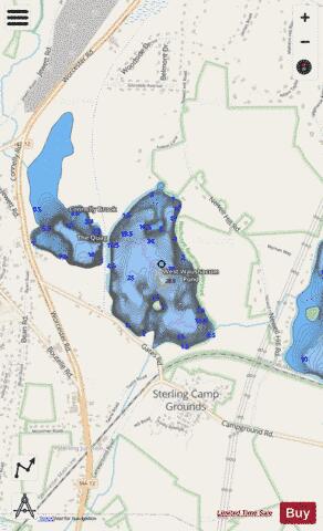 West Waushacum Pond depth contour Map - i-Boating App - Streets