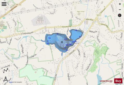 Heart Pond depth contour Map - i-Boating App - Streets