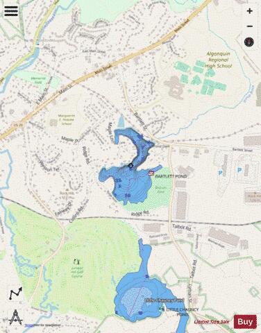 Bartlett Pond depth contour Map - i-Boating App - Streets