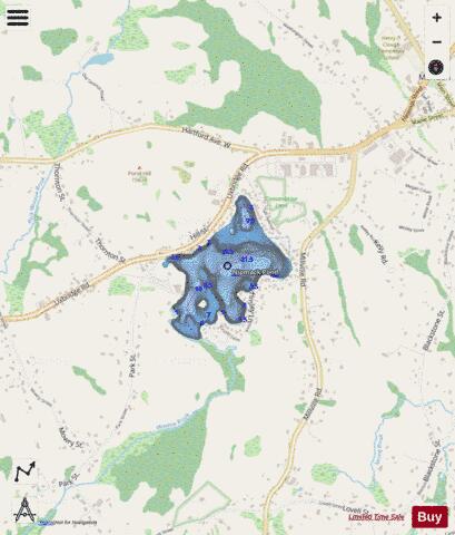 Nipmack Pond depth contour Map - i-Boating App - Streets