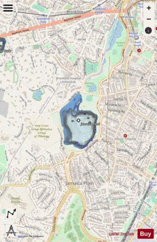 Jamaica Pond depth contour Map - i-Boating App - Streets