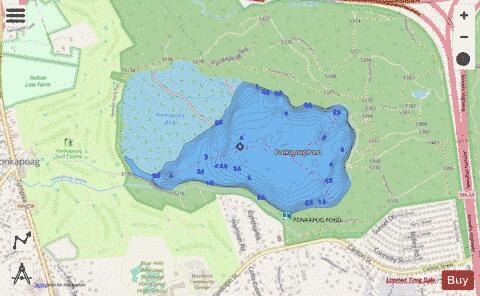 Ponkapoag Pond depth contour Map - i-Boating App - Streets