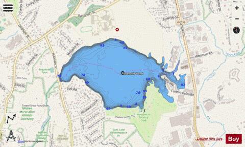 Reservoir Pond depth contour Map - i-Boating App - Streets