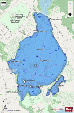 Snipatuit Pond depth contour Map - i-Boating App - Streets