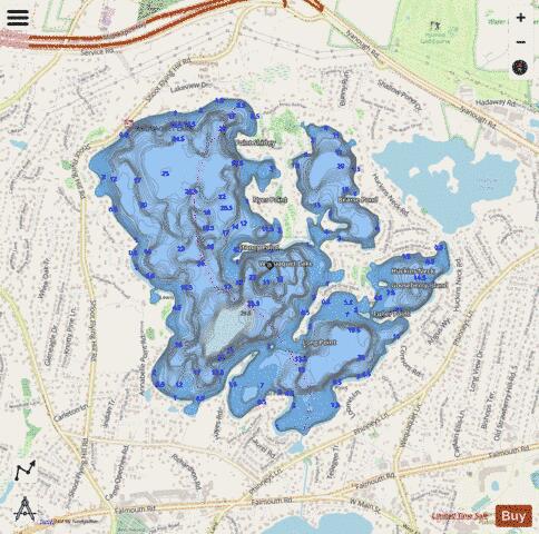 Wequaquet Lake depth contour Map - i-Boating App - Streets