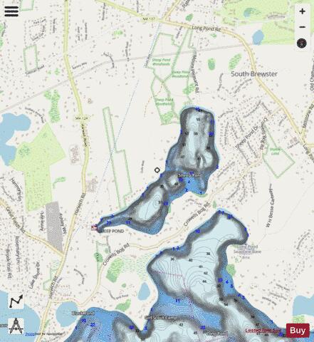 Sheep Pond depth contour Map - i-Boating App - Streets