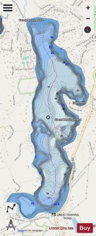 Great Herring Pond depth contour Map - i-Boating App - Streets
