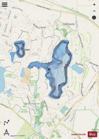 Coonamessett Pond depth contour Map - i-Boating App - Streets