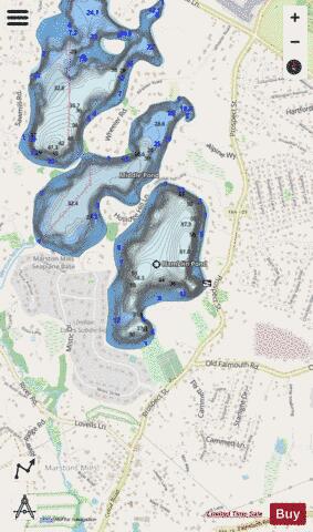 Hamblin Pond depth contour Map - i-Boating App - Streets