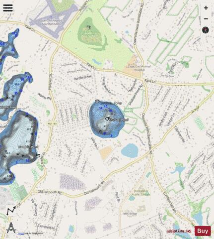 Shubael Pond depth contour Map - i-Boating App - Streets