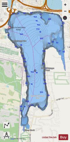 South Watuppa Pond depth contour Map - i-Boating App - Streets