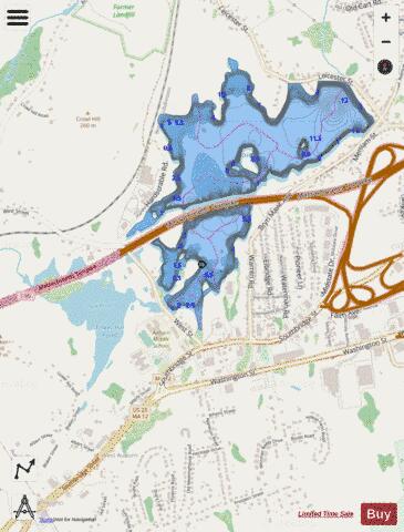 Auburn / Webster Elk Lodge Lake depth contour Map - i-Boating App - Streets