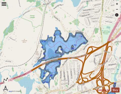 Dark Brook Lake depth contour Map - i-Boating App - Streets