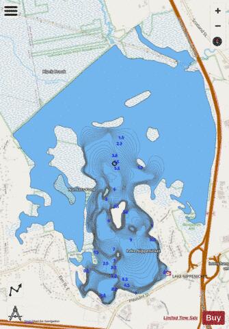 Lake Nippenicket depth contour Map - i-Boating App - Streets