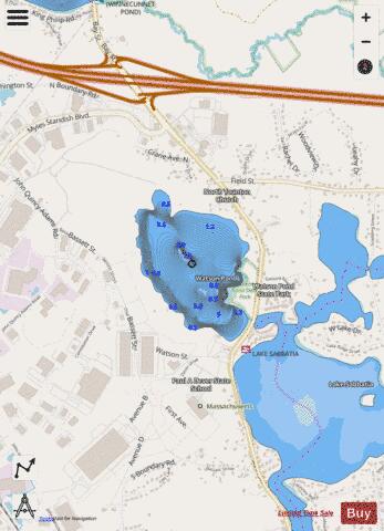 Watson Pond depth contour Map - i-Boating App - Streets