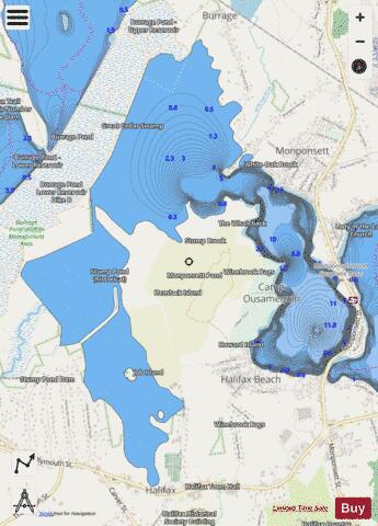 West Monponsett Pond depth contour Map - i-Boating App - Streets