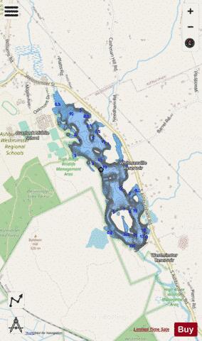 Whitmanville Reservoir depth contour Map - i-Boating App - Streets