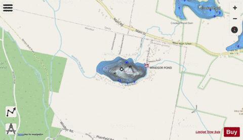 Windsor Pond depth contour Map - i-Boating App - Streets