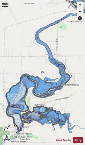 Little Muskegon River Pond depth contour Map - i-Boating App - Streets