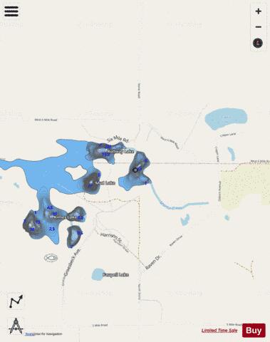 Rollaway Lake depth contour Map - i-Boating App - Streets