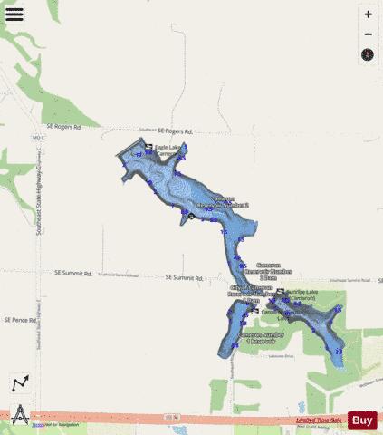 Cameron Reservoir #3 depth contour Map - i-Boating App - Streets