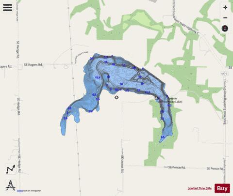 Grindstone Reservoir depth contour Map - i-Boating App - Streets