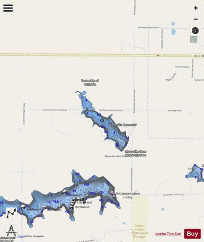 Maysville Reservoir depth contour Map - i-Boating App - Streets