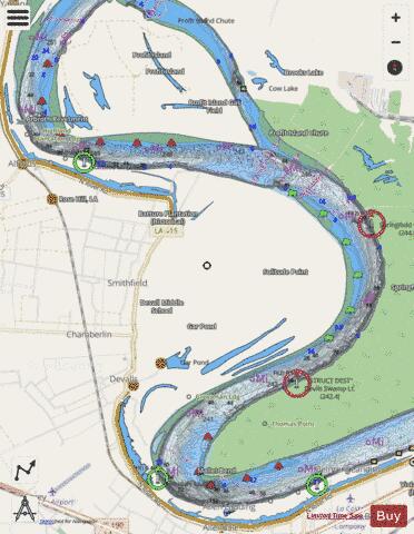 Lower Mississippi River section 11_504_841 depth contour Map - i-Boating App - Streets