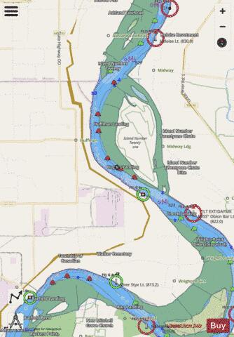 Lower Mississippi River section 11_513_804 depth contour Map - i-Boating App - Streets